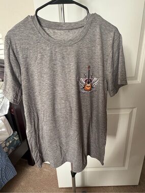 Gray Women’s Graphic T-Shirt with Winged Guitar